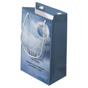 Magical Blue Sky with Flying Swans Thank You Small Gift Bag