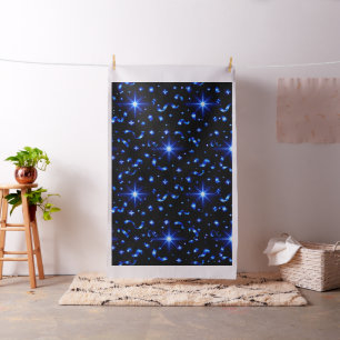 Magical blue starry night seamless pattern glowing fabric