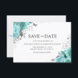 Magical Blue Teal Aqua Roses Floral Wedding Save The Date<br><div class="desc">Magical Blue Teal Aqua Roses Floral Wedding Save the Date or Change the Date

See matching invitation and collection</div>