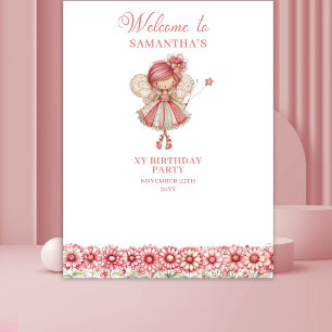 Magical Blush Fairy Flowers 6th Birthday Backdrop Tapestry