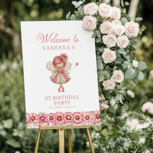 Magical Blush Fairy Flowers 6th Birthday Welcome   Poster