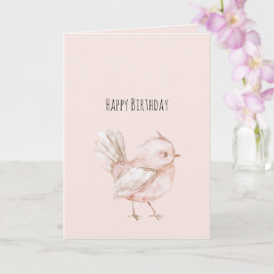 Magical Blush Pink Bird Birthday Card