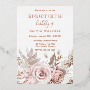 Magical Blush & Rose Floral 80th Birthday