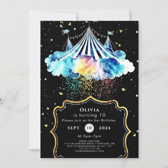 Magical Boho Circus Birthday Invitation (Front)