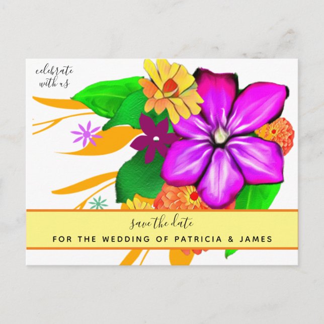 Magical & Bold Floral Save the Date Postcard (Front)
