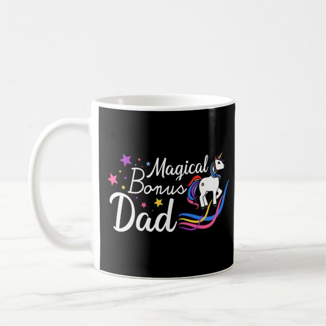 Magical Bonus Dad Funny Quote Colourful Text Coffee Mug (Left)