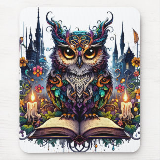 Magical Bookish Owl Mouse Mat