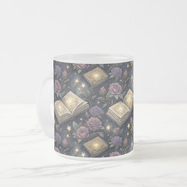 Magical Books Frosted Glass Coffee Mug (Front Left)