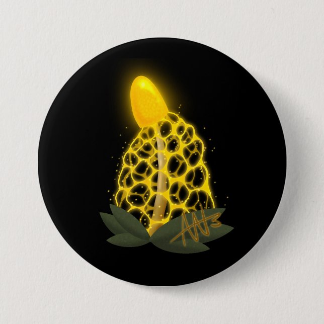 Magical Bridal Veil Sparkly Yellow Mushroom 7.5 Cm Round Badge (Front)