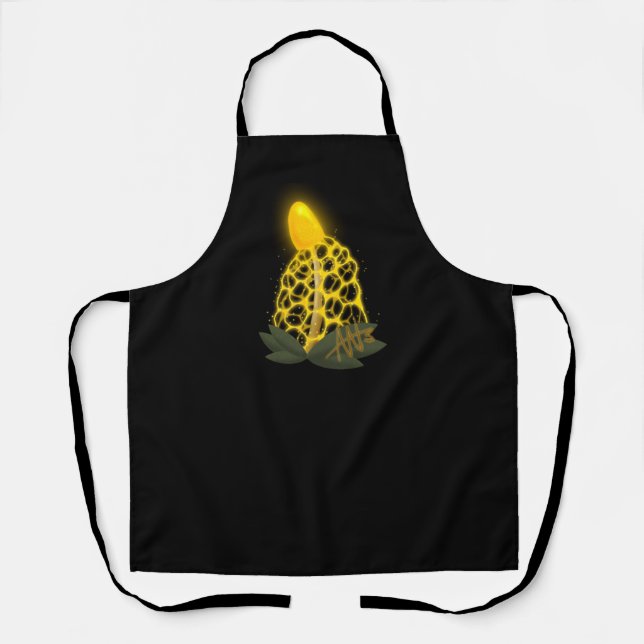 Magical Bridal Veil Sparkly Yellow Mushroom Apron (Front)