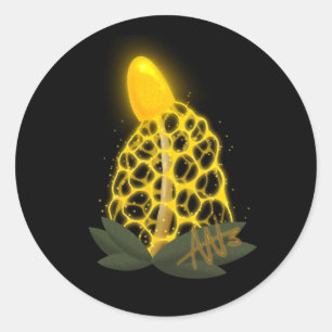 Magical Bridal Veil Sparkly Yellow Mushroom Classic Round Sticker