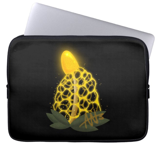 Magical Bridal Veil Sparkly Yellow Mushroom Laptop Sleeve (Front)