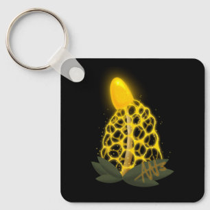 Magical Bridal Veil Sparkly Yellow Mushroom Metal Key Ring
