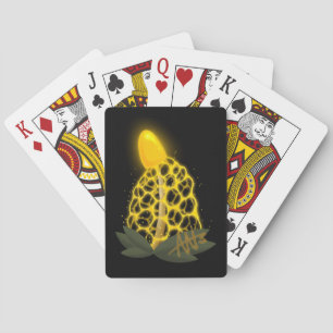 Magical Bridal Veil Sparkly Yellow Mushroom Playing Cards