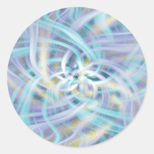 Magical Bright Blue and Yellow Light Flower Classic Round Sticker
