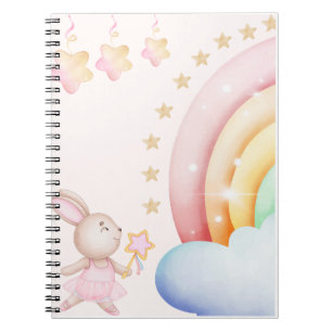 Magical Bunny and Rainbow Cute Pastel Kids Illus Notebook