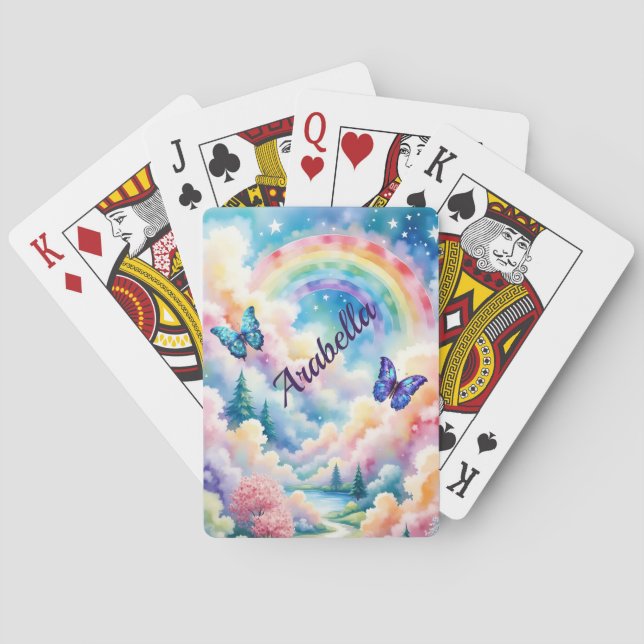 Magical Butterflies and Rainbow Colours Playing Cards (Back)
