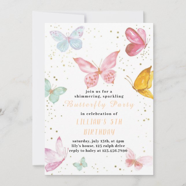 Magical butterflies Birthday invitation 2025 (Front)