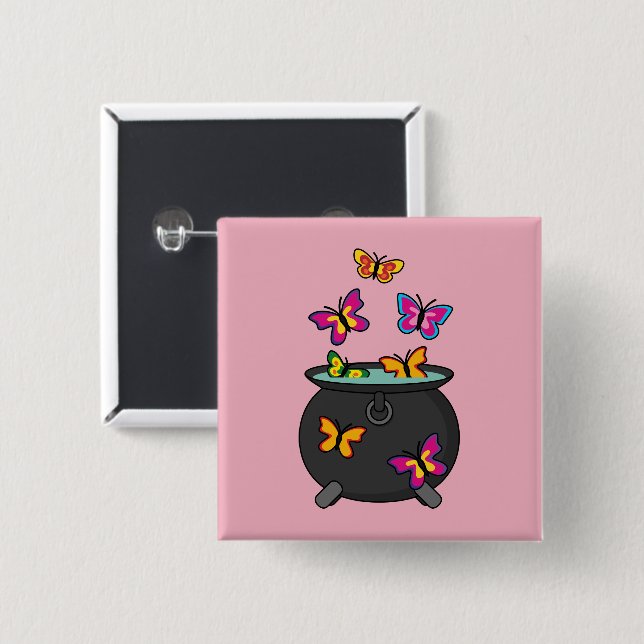 Magical Butterflies from a Cauldron 15 Cm Square Badge (Front & Back)