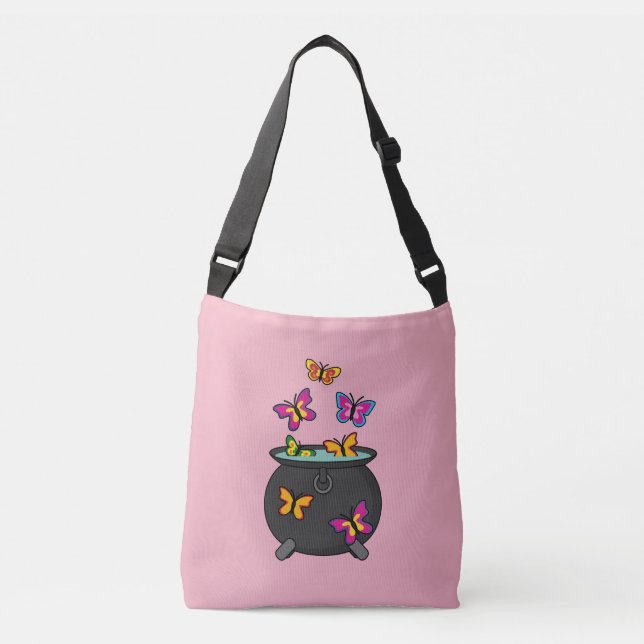 Magical Butterflies from a Cauldron Crossbody Bag (Front)