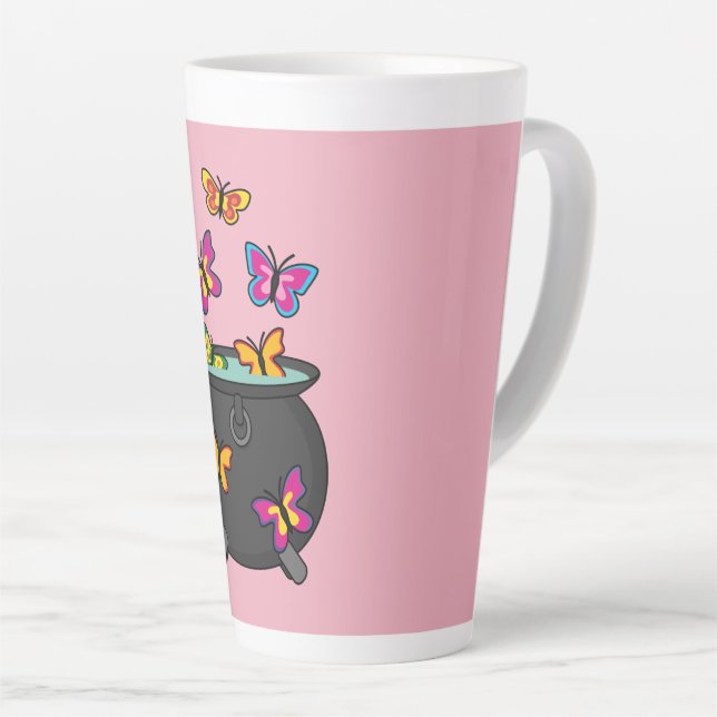 Magical Butterflies from a Cauldron Latte Mug (Right Angle)