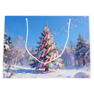 Magical Candy Cane Christmas Tree Large Gift Bag