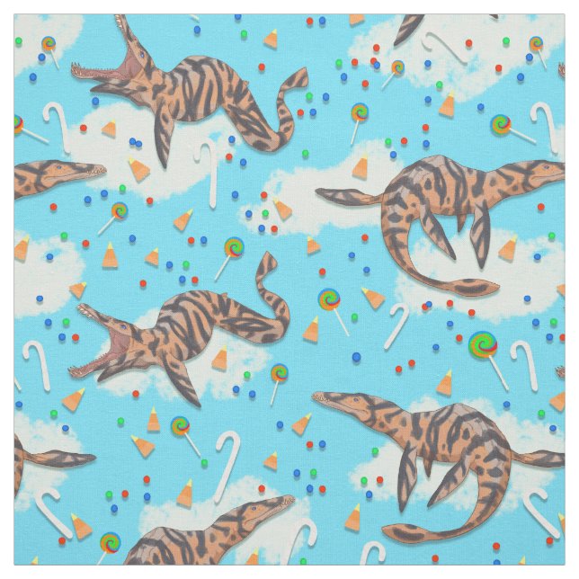 Magical Candy Crunch Prehistoric Liopleurodon Fabric (Swatch)