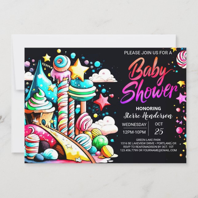Magical Candyland Extravaganza Baby Shower Invitation (Front)