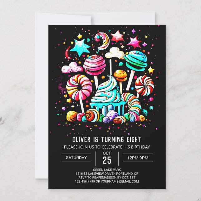 Magical Candyland Extravaganza Birthday Invitation (Front)
