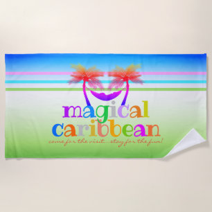 Magical Caribbean Islands Colourful Souvenir Beach Towel