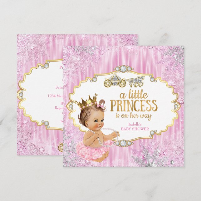Magical Carriage Princess Baby Shower Pink Invitation (Front/Back)