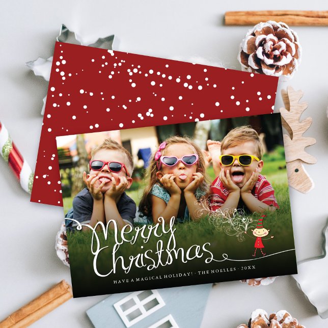 Magical Cartoon Elf Merry Christmas Photo Holiday (Creator Uploaded)