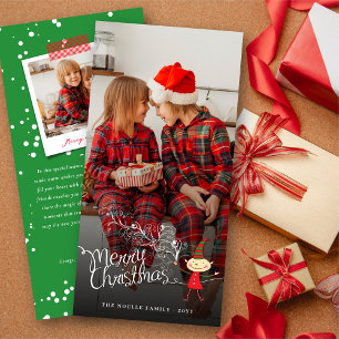 Magical Cartoon Elf Merry Christmas Photo Holiday Card