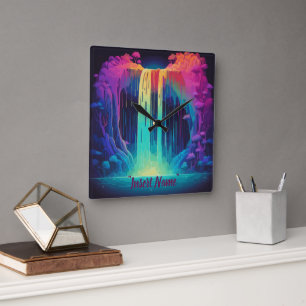 Magical cascade, captivating serenity square wall clock