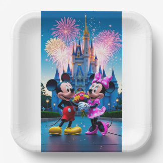 Magical Castle Mickey and Minnie Mouse Party Paper Plate