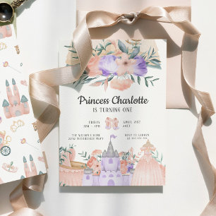 Magical Castle Modern Pink Princess Birthday  Invitation
