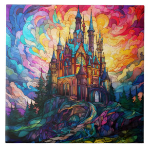Magical Castle Stained Glass Tile