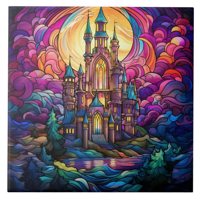 Magical Castle Stained Glass  Tile (Front)