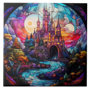 Magical Castle Stained Glass Tile