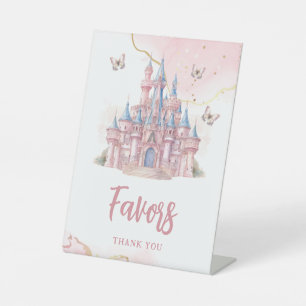Magical Castle Unicorn Pink Princess 1st Birthday Pedestal Sign