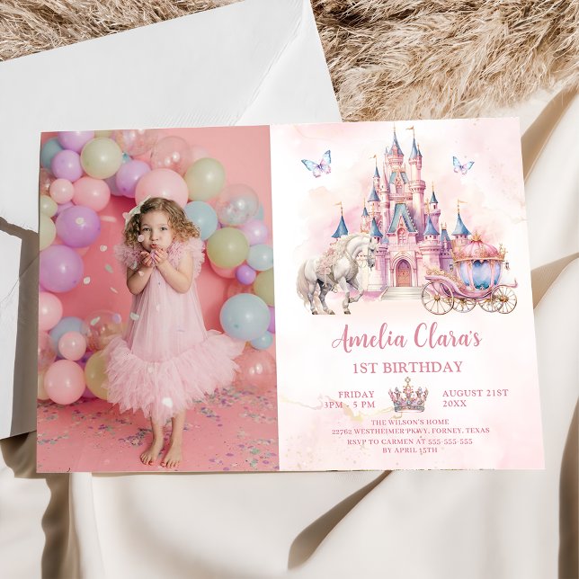 Magical Castle Unicorn Princess Birthday Photo Invitation (Creator Uploaded)