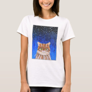 Magical Cat Longhair Brown Tabby Cat Lover Art T-Shirt