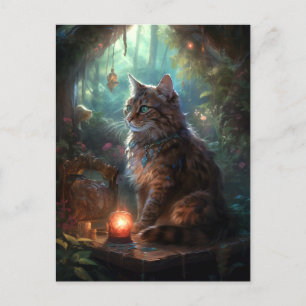 Magical Cat Whimsical Fantasy Art Postcard