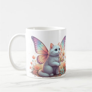 Magical Cat with Butterfly Wings Fantasy Art Desig Coffee Mug