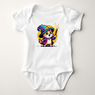 Magical Cat Wizard: 8-Bit Spellcaster Baby Bodysuit