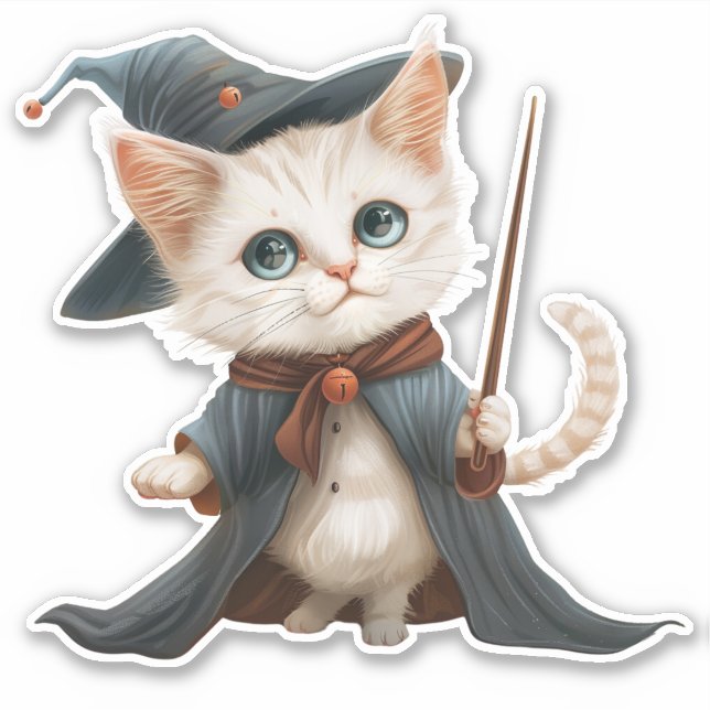 Magical Cat Wizard/Witch Sticker (Front)