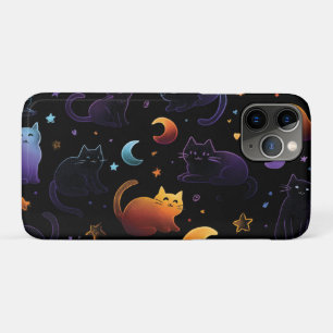 Magical Celestial Cat Pattern with Moons iPhone 11 Pro Case