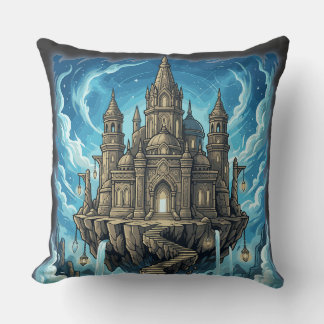 Magical Celestial Floating Castle In The Clouds Cushion