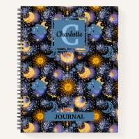Magical Celestial Pattern Sun Moons Stars Monogram