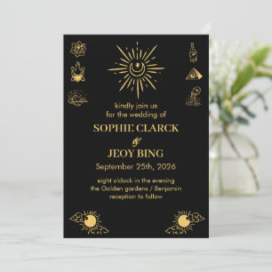 Magical Celestial Starry Night Black Wedding  Invitation